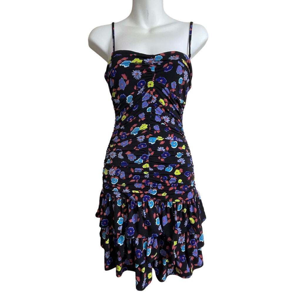Free People S Ruched Bodycon Mini Dress – Floral, Boho Festival Y2K
